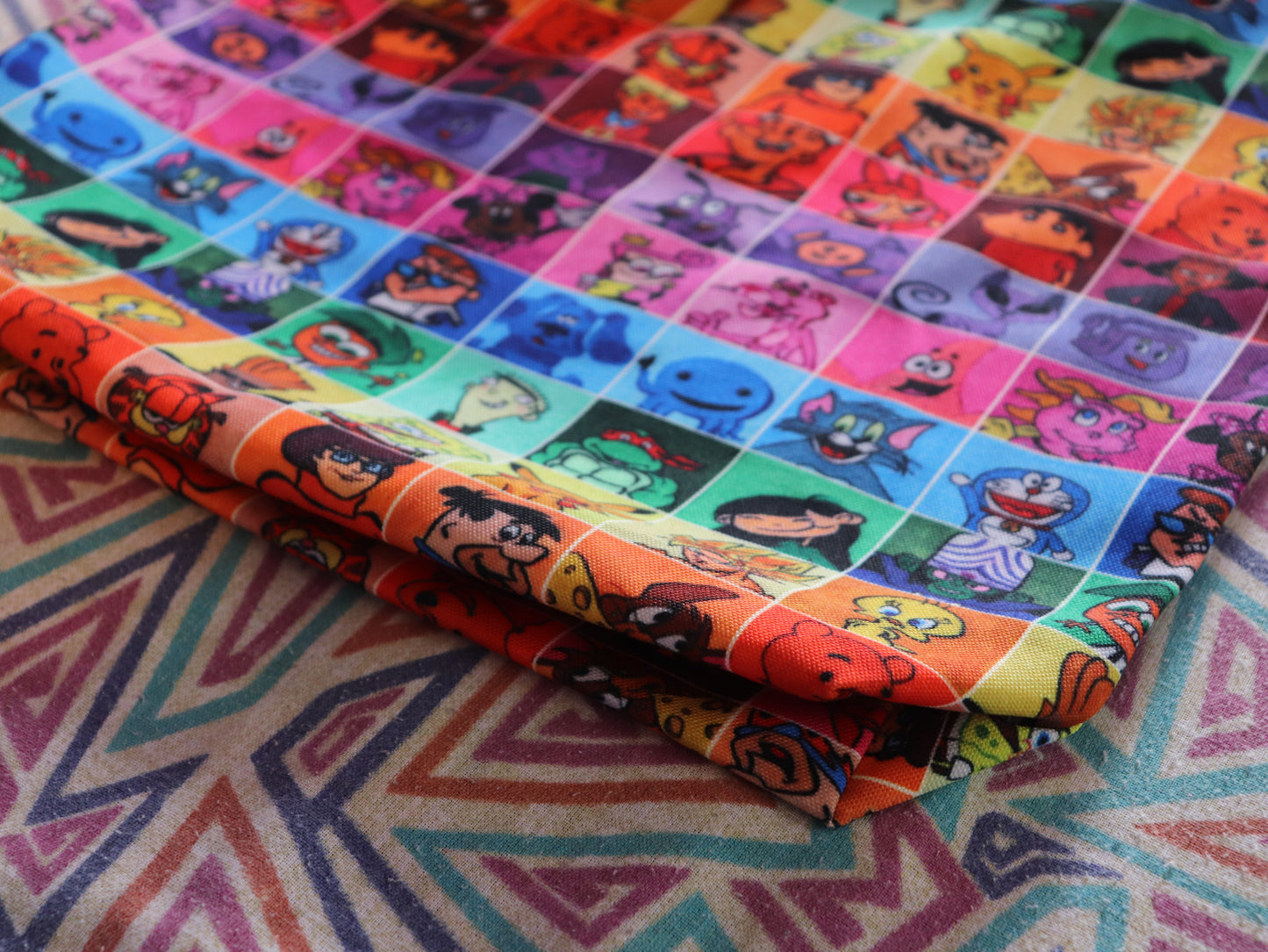 90's Cartoons Pattern Zipper Tote Bag