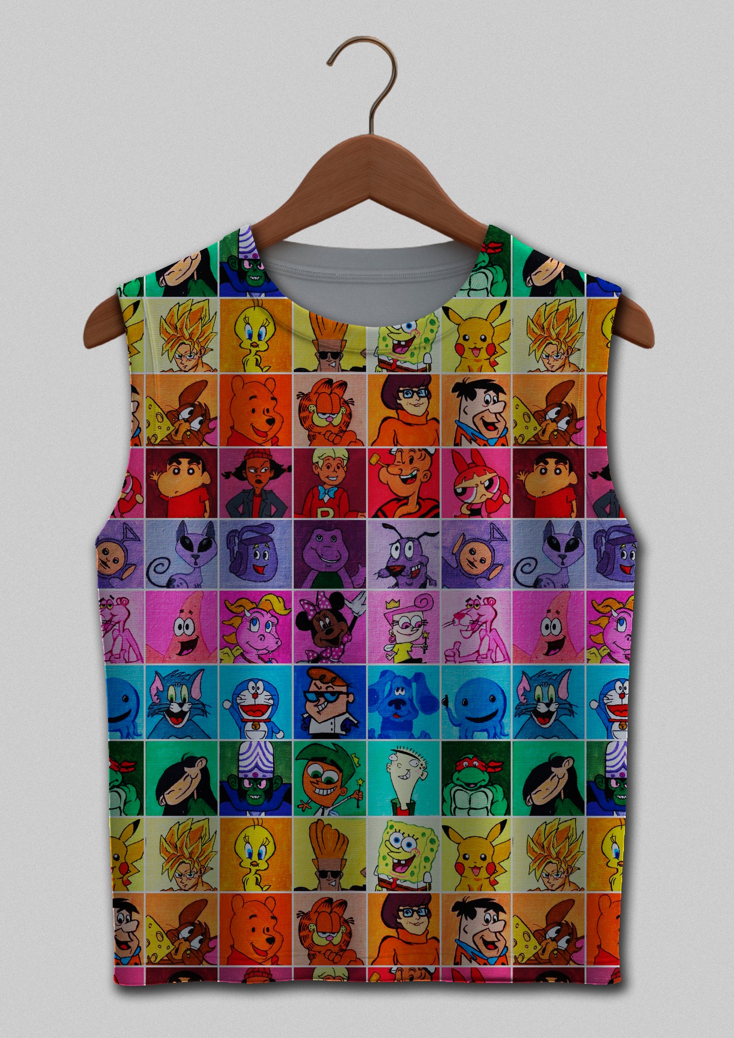 90's Cartoons Pattern Sleeveless Tee