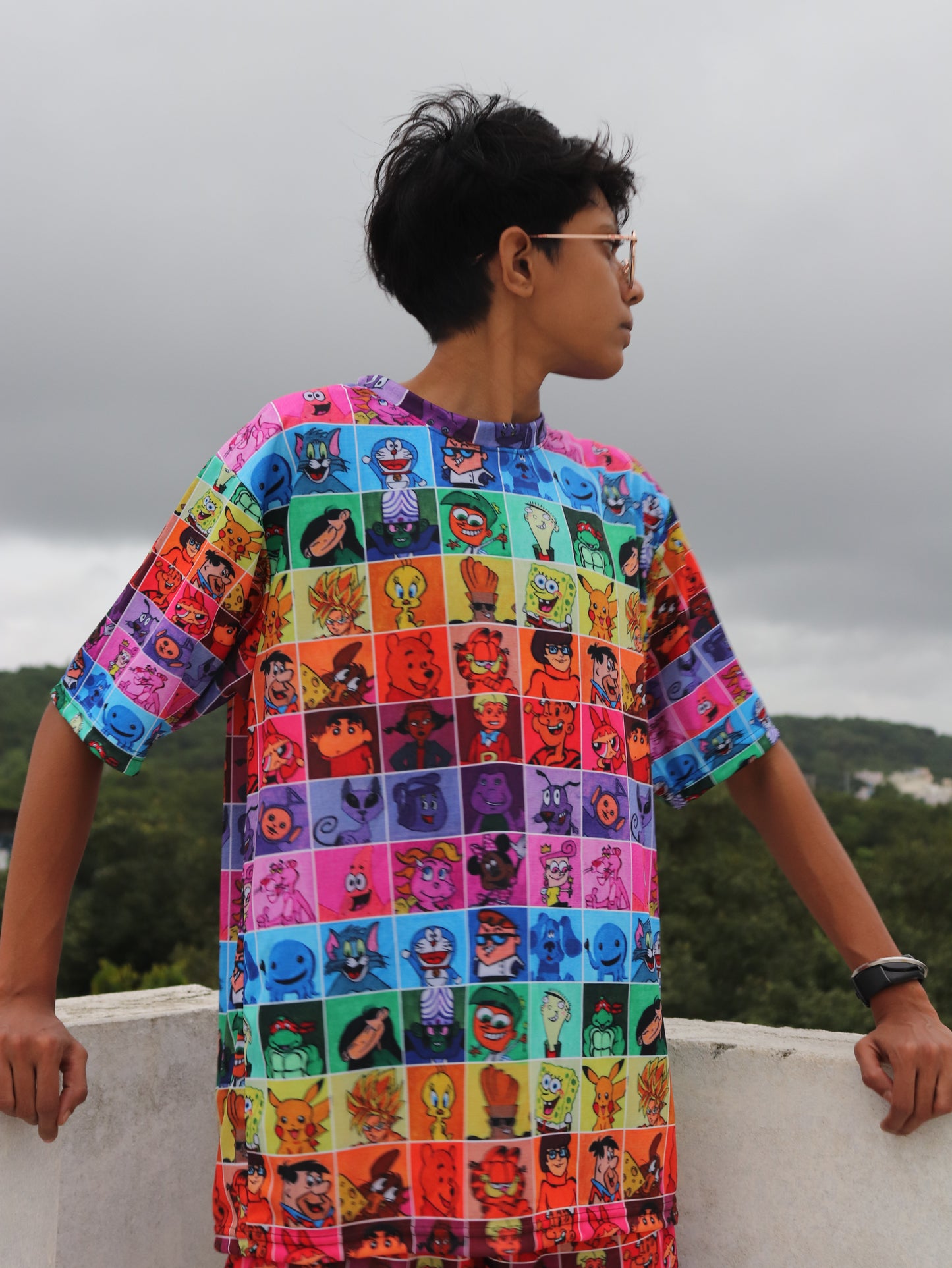 90's Cartoons Pattern-01 Oversized Tee