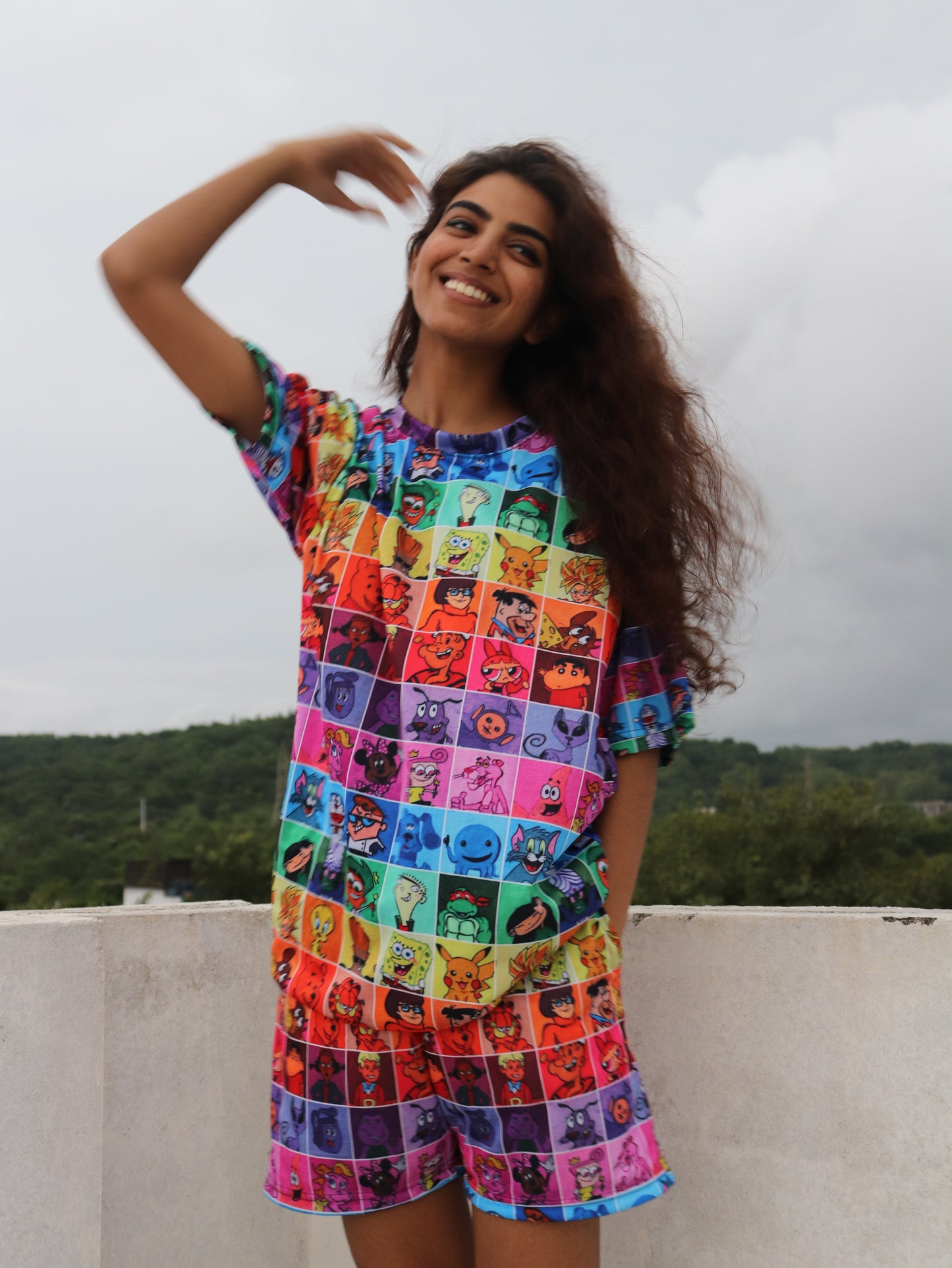 90's Cartoons Pattern-01 Oversized Tee