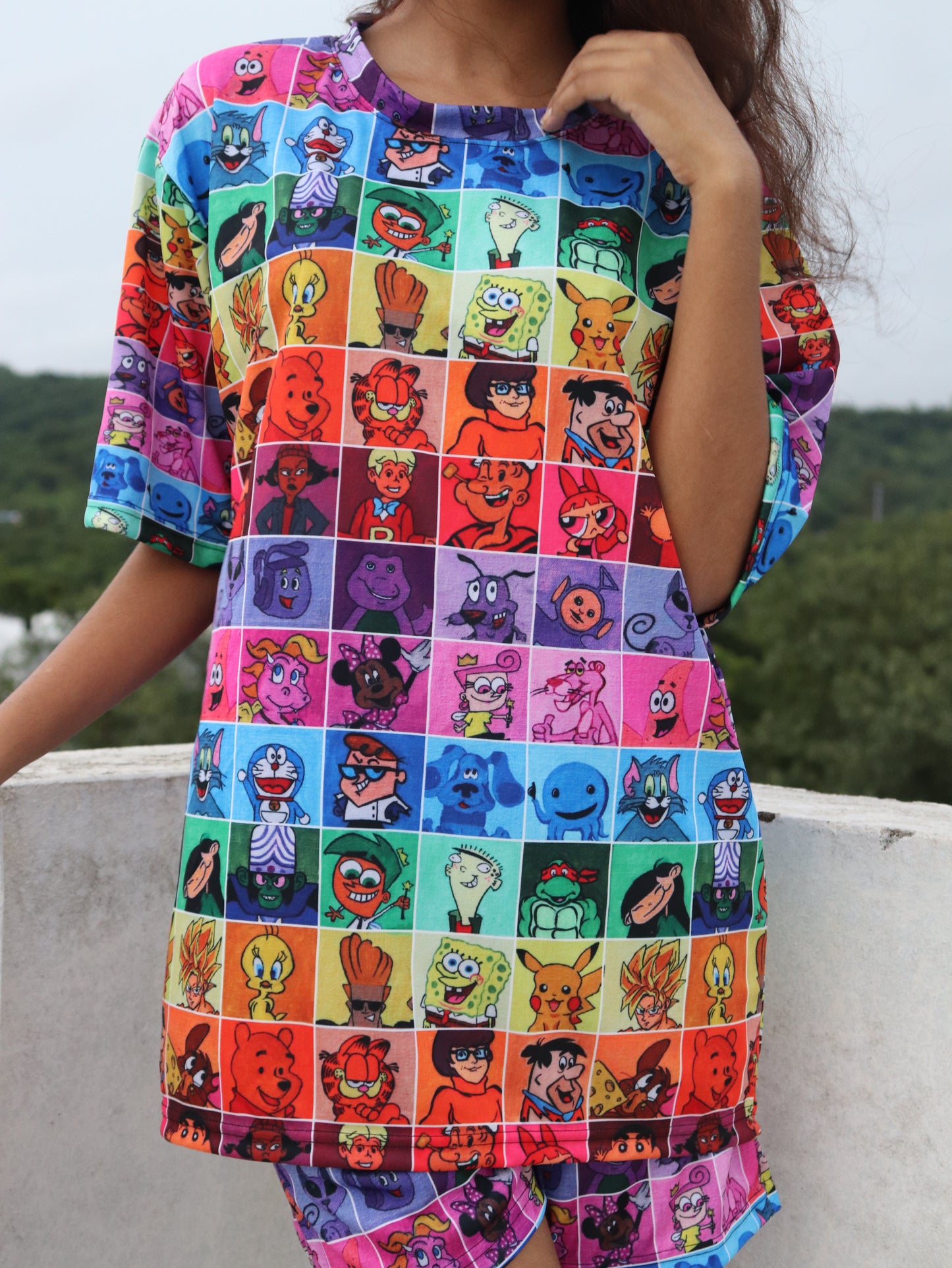 90's Cartoons Pattern-01 Oversized Tee