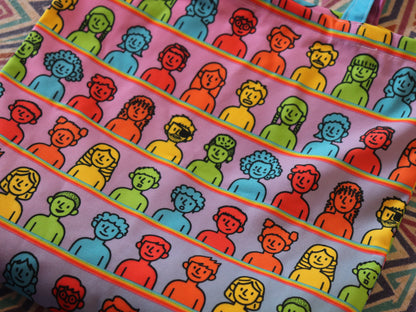Satrangi Log Pattern Zipper Tote Bag