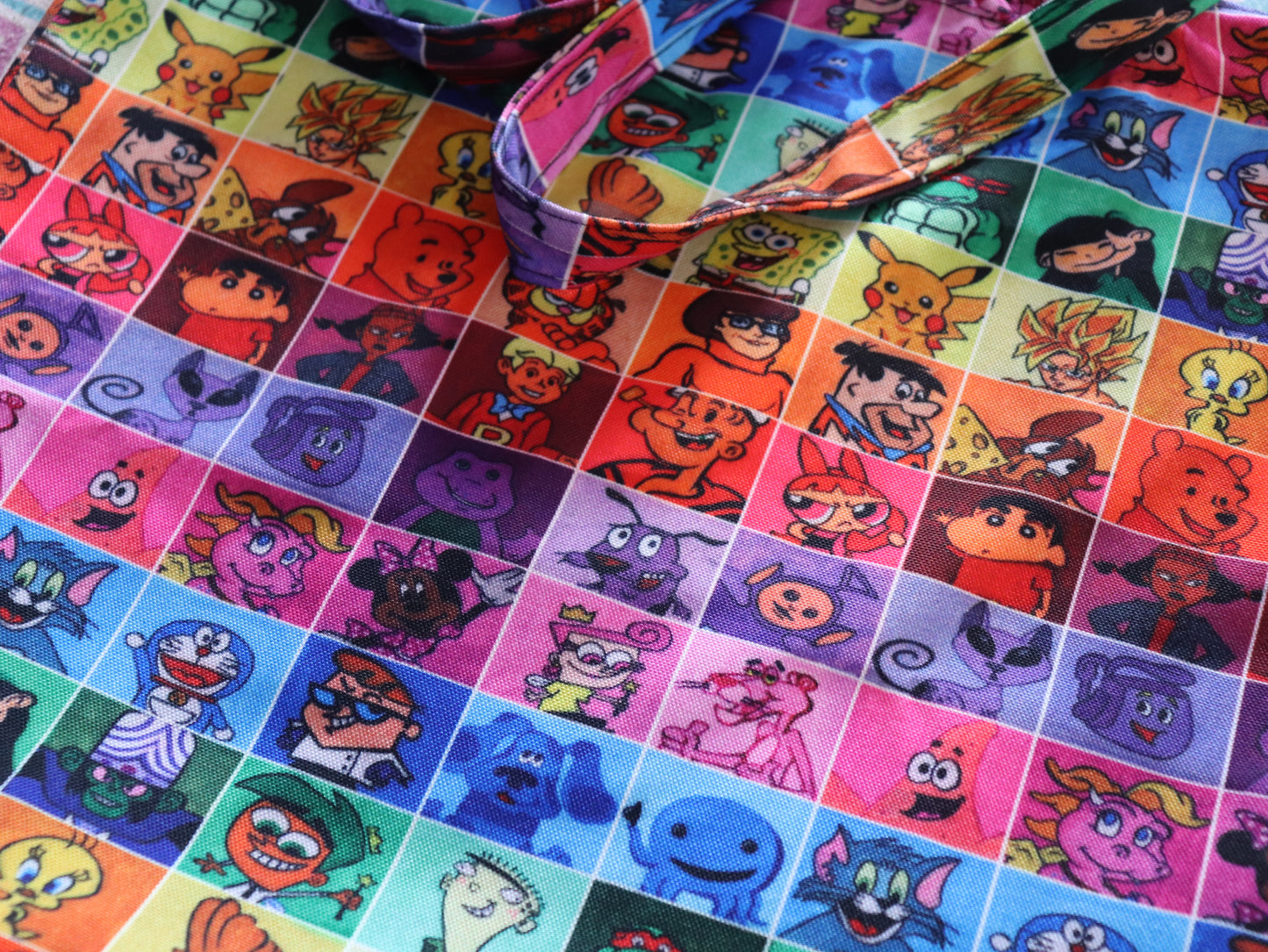 90's Cartoons Pattern Zipper Tote Bag