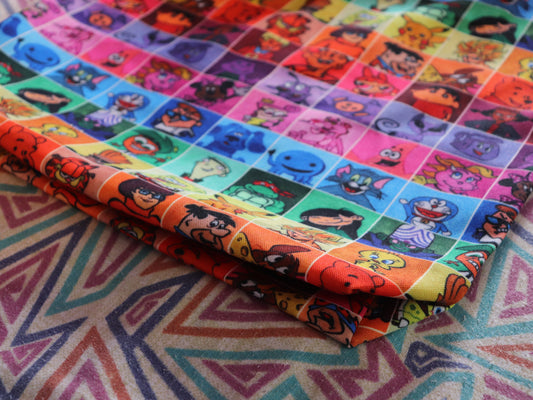 90's Cartoons Pattern Zipper Tote Bag