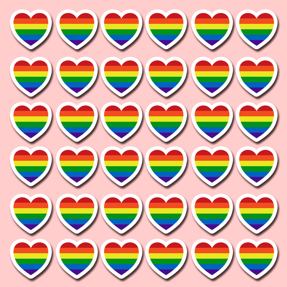Rainbow Heart Stickers (36 Rainbow Hearts)