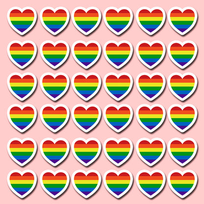 Rainbow Heart Stickers (36 Rainbow Hearts)
