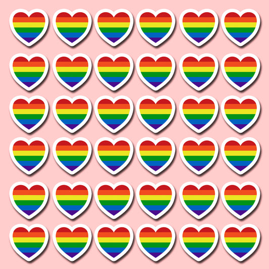 Rainbow Heart Stickers (36 Rainbow Hearts)