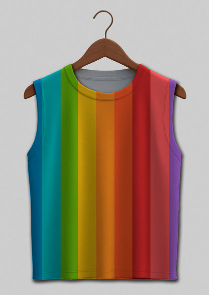 Traditional Pride Flag Pattern Sleeveless Tee