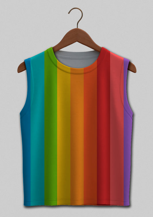 Traditional Pride Flag Pattern Sleeveless Tee